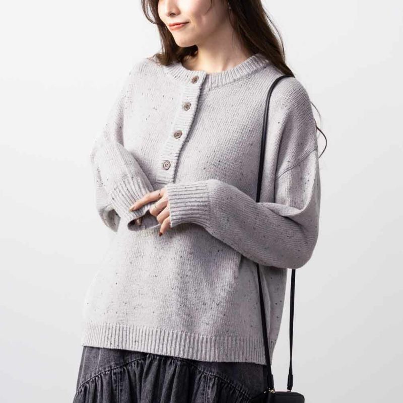 NAVY  ネップヘンリーネックニット レディース商品画像-2