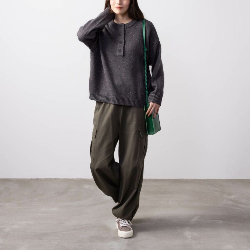 NAVY ネップヘンリーネックニット レディース商品画像-8