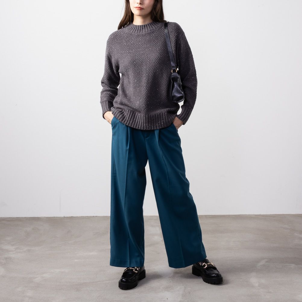 NAVY ネップモックニット レディース
