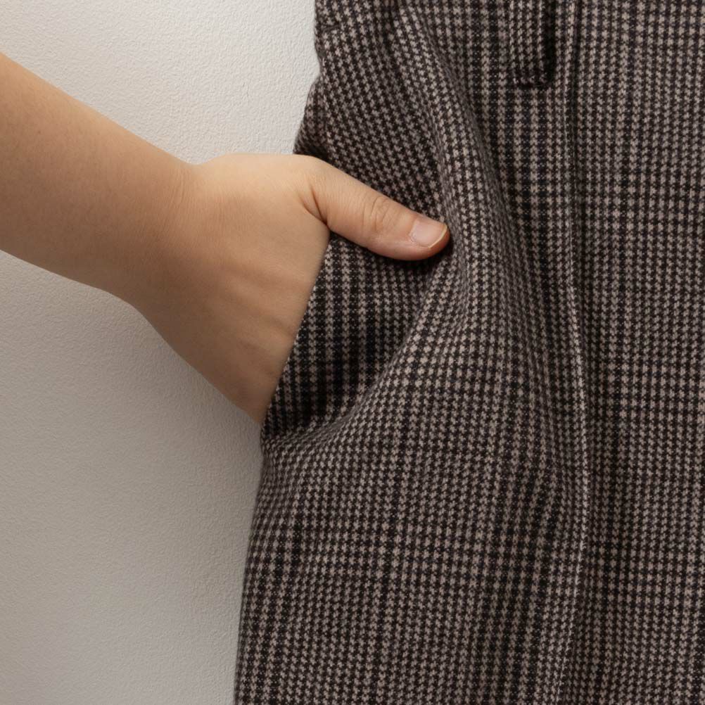 ウールライクニットチェックセミフレアパンツ レディース