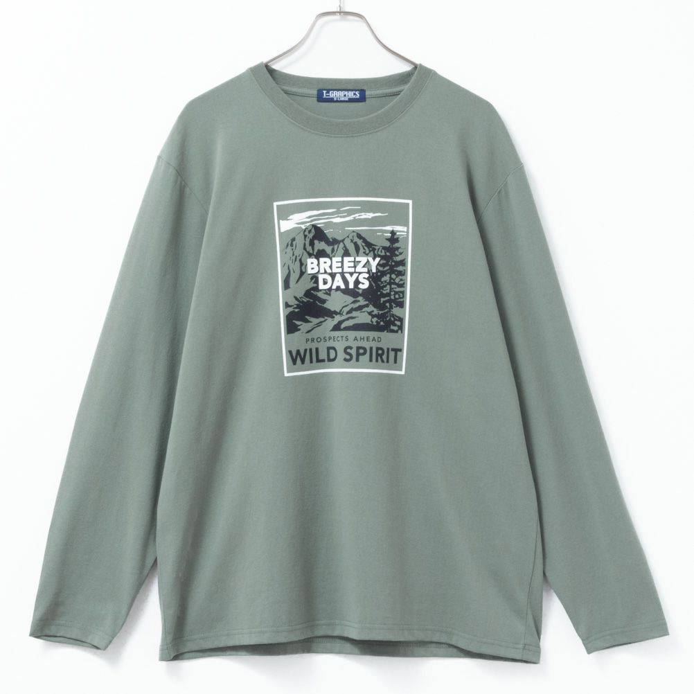 T-GRAPHICS  ボックスプリント長袖Tシャツ メンズ商品サムネイル-1