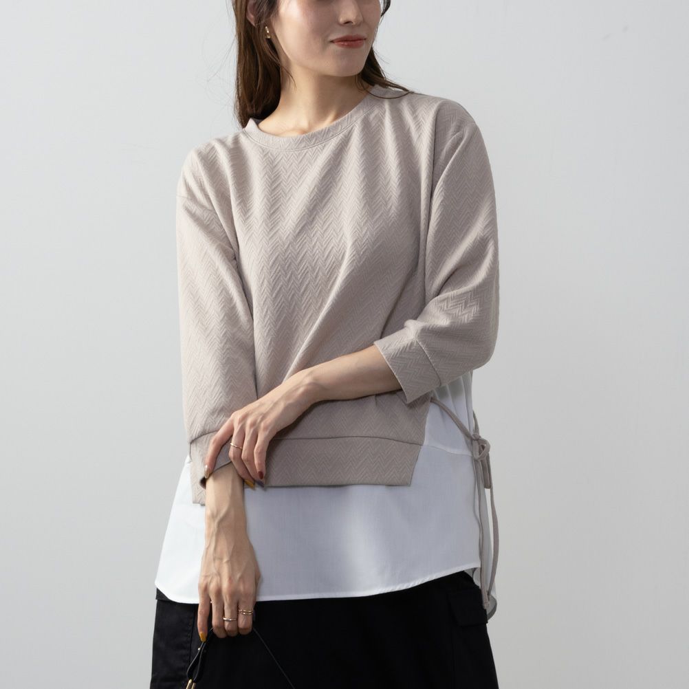 NAVY  時短フェイクレイヤードプルオーバー レディース商品画像-3