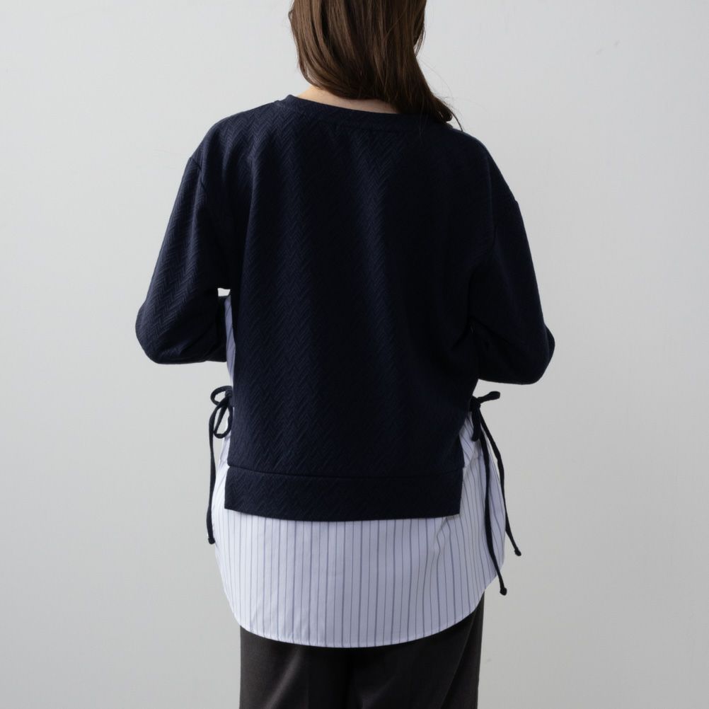 NAVY  時短フェイクレイヤードプルオーバー レディース商品画像-6