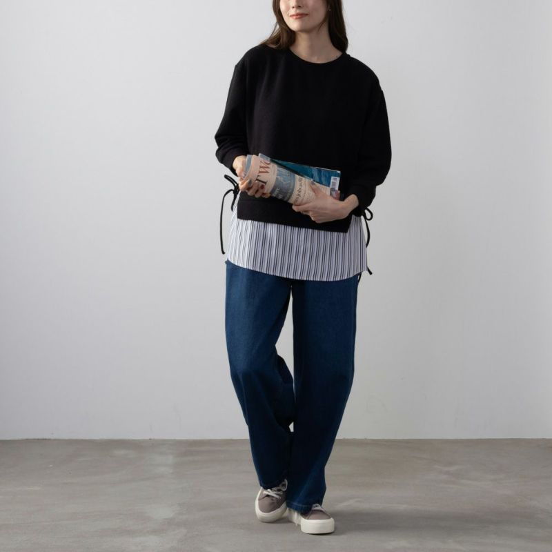 NAVY  時短フェイクレイヤードプルオーバー レディース商品画像-7