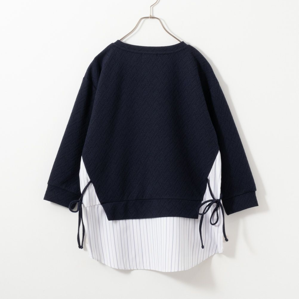 NAVY  時短フェイクレイヤードプルオーバー レディース商品画像-10