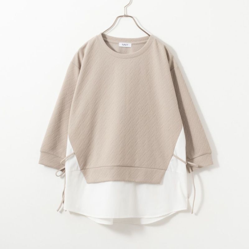 NAVY  時短フェイクレイヤードプルオーバー レディース商品画像-12