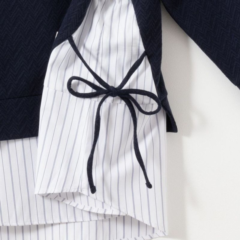 NAVY  時短フェイクレイヤードプルオーバー レディース商品画像-17