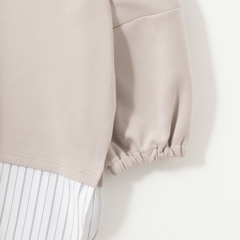 NAVY  ポンチ素材 時短フェイクレイヤード九分袖プルオーバー レディース商品画像-14