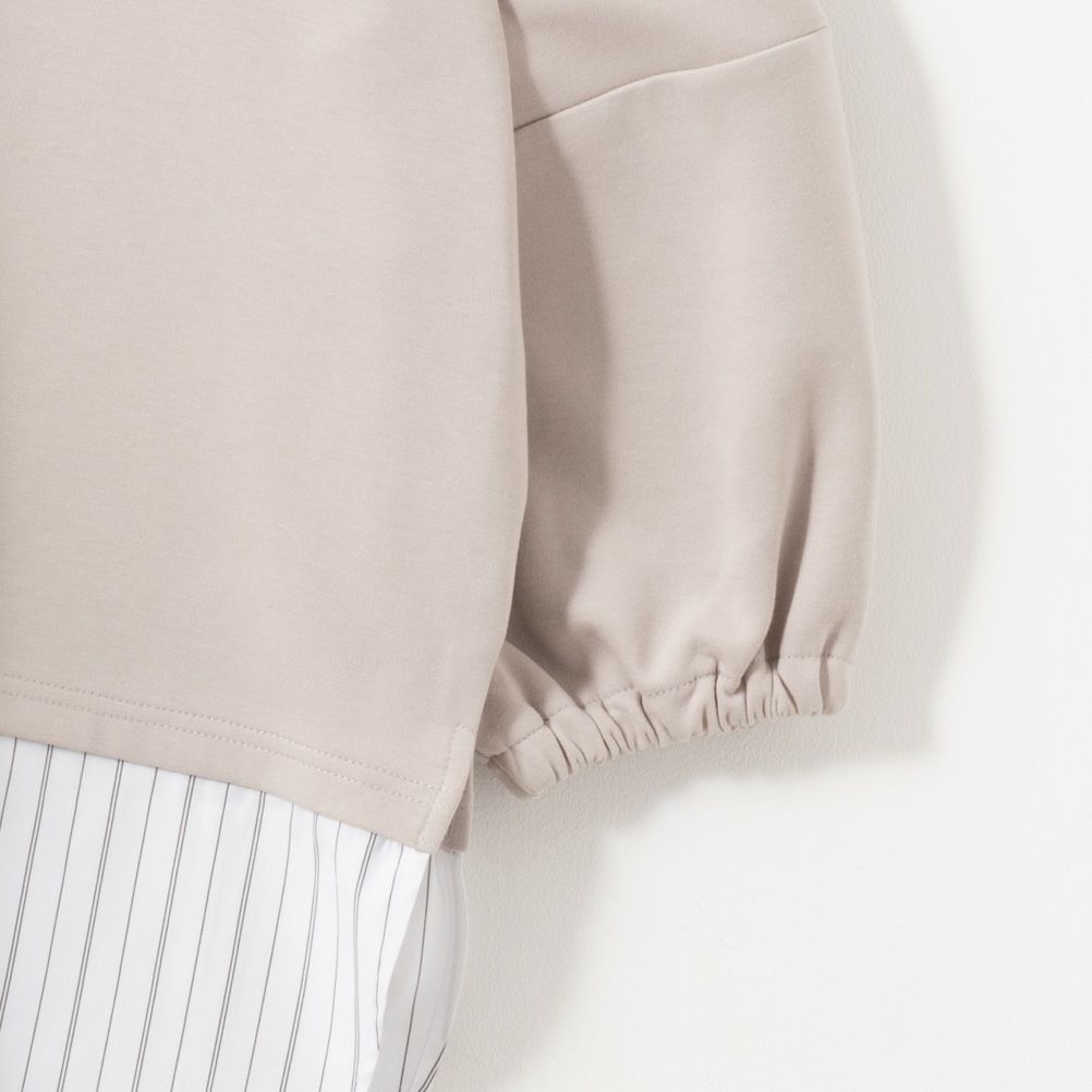 NAVY  ポンチ素材 時短フェイクレイヤード九分袖プルオーバー レディース商品画像-14