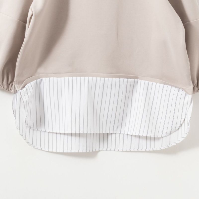 NAVY  ポンチ素材 時短フェイクレイヤード九分袖プルオーバー レディース商品画像-16