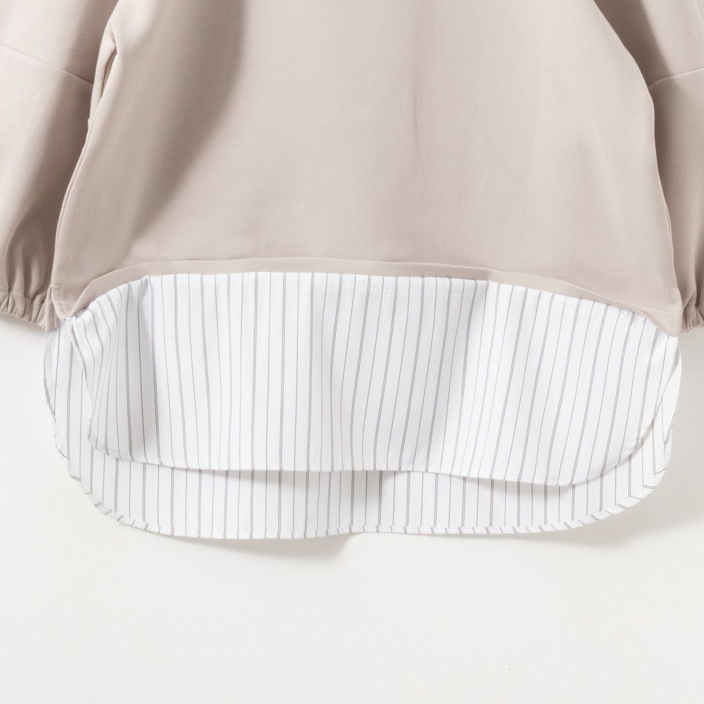 NAVY  ポンチ素材 時短フェイクレイヤード九分袖プルオーバー レディース商品画像-16