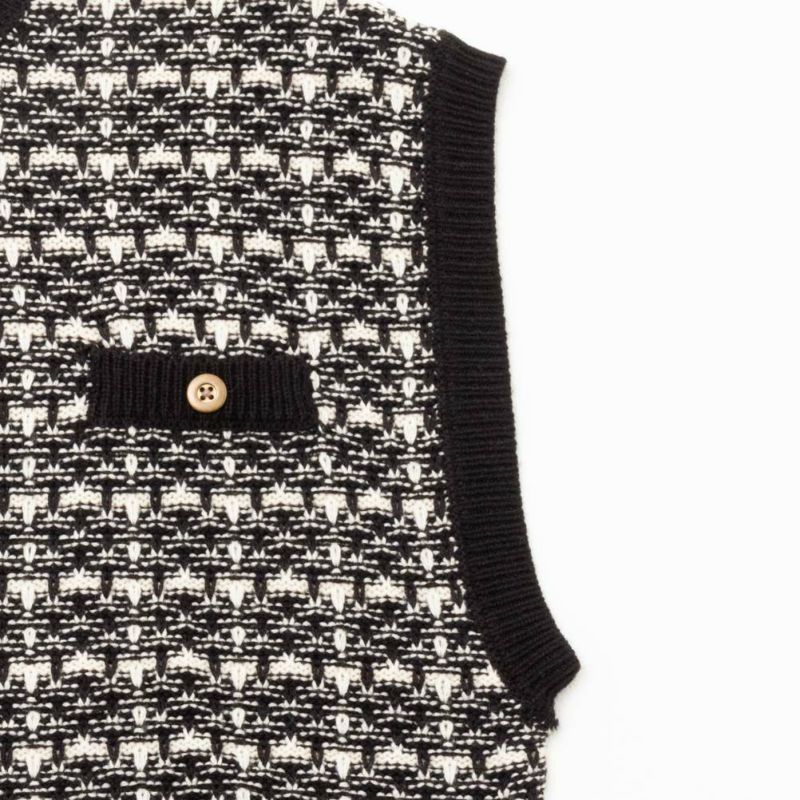 7ゲージツイード柄ニットベスト レディース商品画像-11
