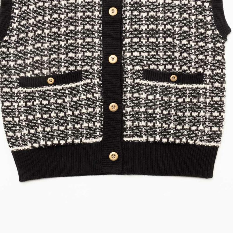 7ゲージツイード柄ニットベスト レディース商品画像-12