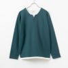 NAVY カノコキーネックレイヤード長袖Tシャツ メンズ