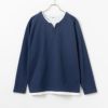 NAVY カノコキーネックレイヤード長袖Tシャツ メンズ商品サムネイル-4