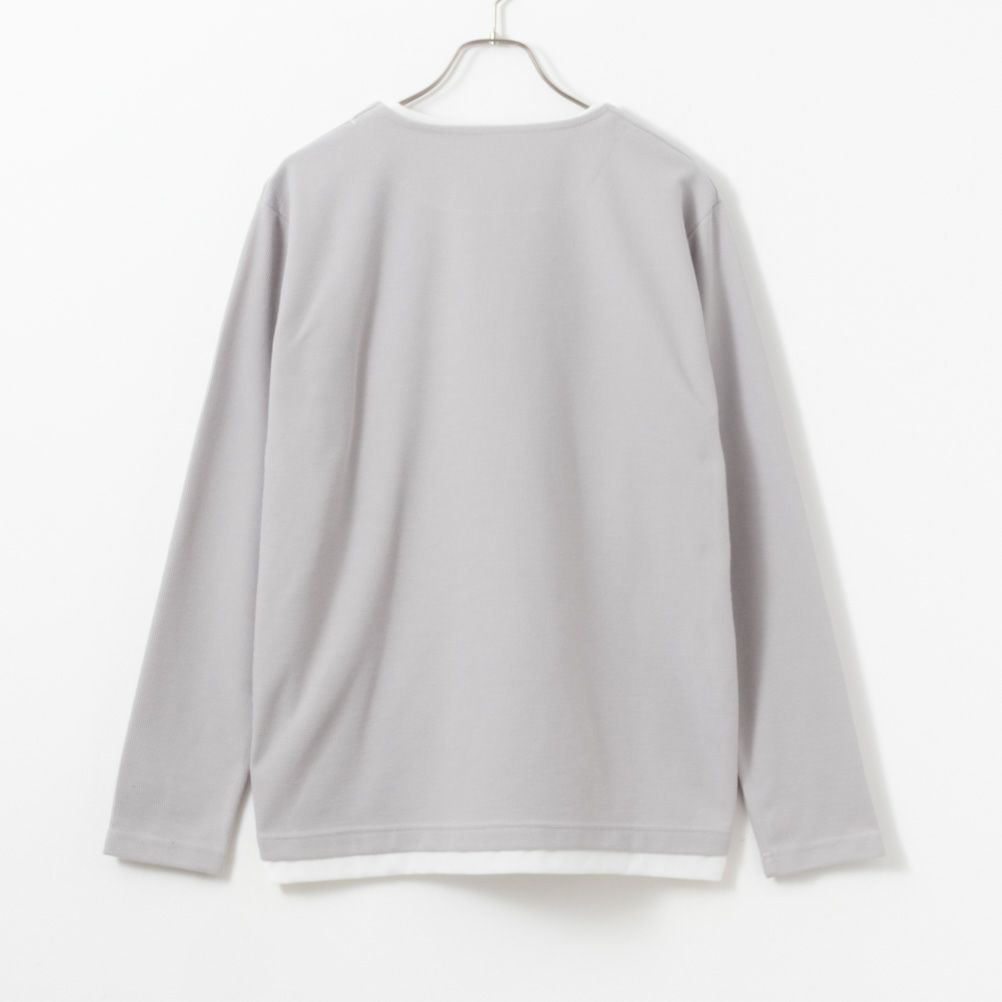 NAVY  カノコキーネックレイヤード長袖Tシャツ メンズ商品画像-5