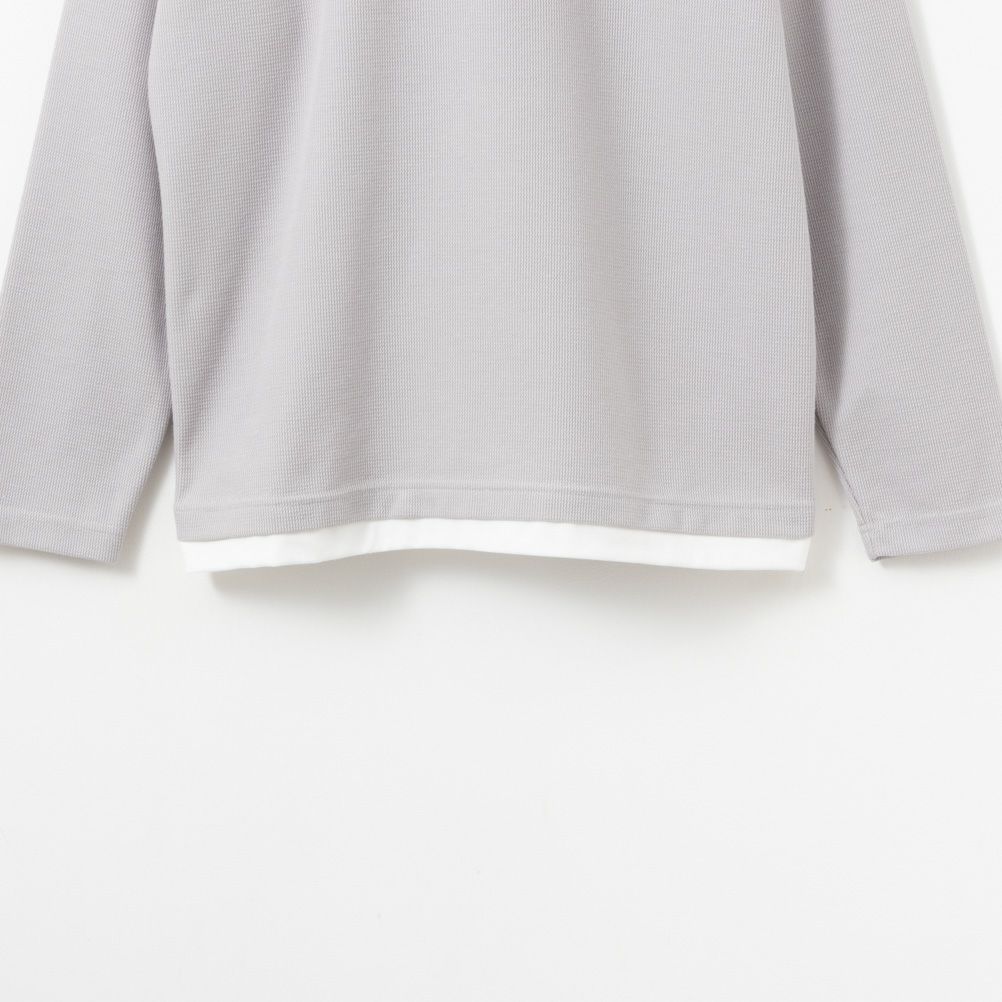 NAVY  カノコキーネックレイヤード長袖Tシャツ メンズ商品画像-8