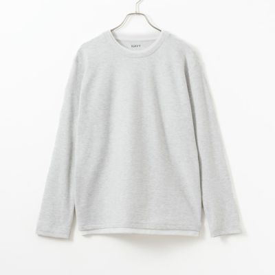 NAVY  フェイクレイヤードクルーネック長袖Tシャツ メンズ