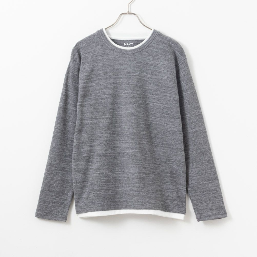 NAVY  フェイクレイヤードクルーネック長袖Tシャツ メンズ商品サムネイル-2