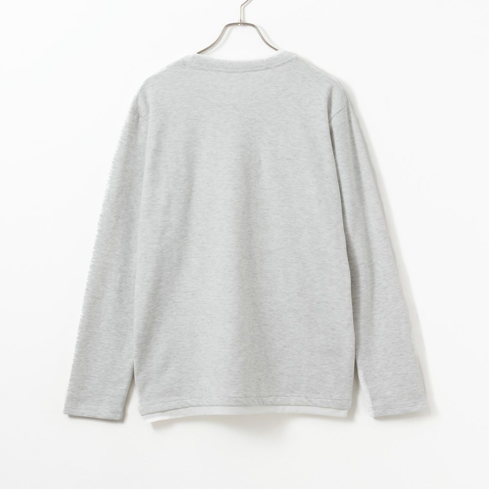 NAVY  フェイクレイヤードクルーネック長袖Tシャツ メンズ商品画像-4