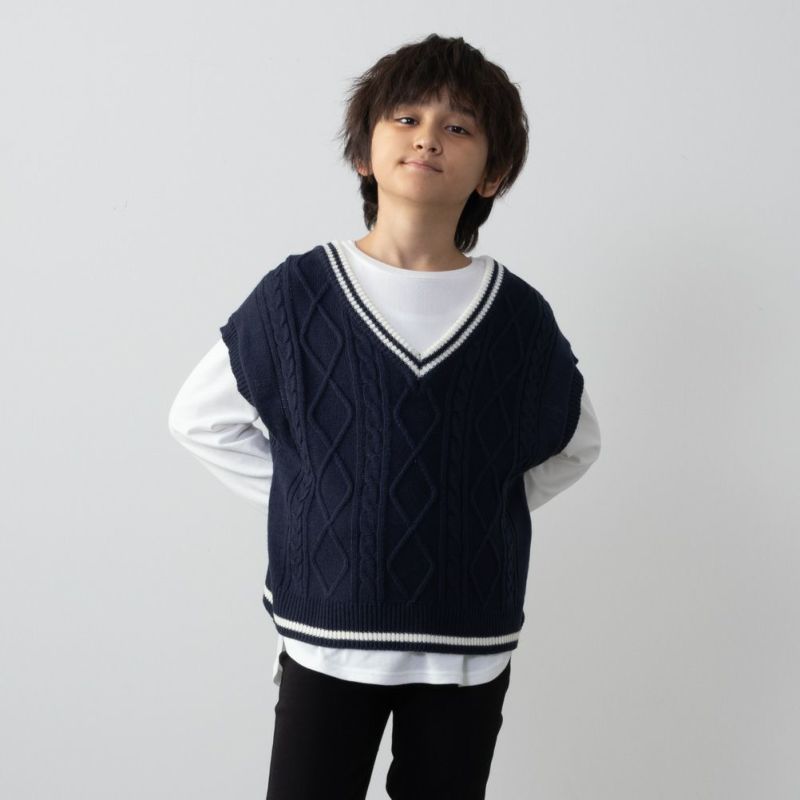 NAVY  ニットベストアンサンブル キッズ商品画像-3