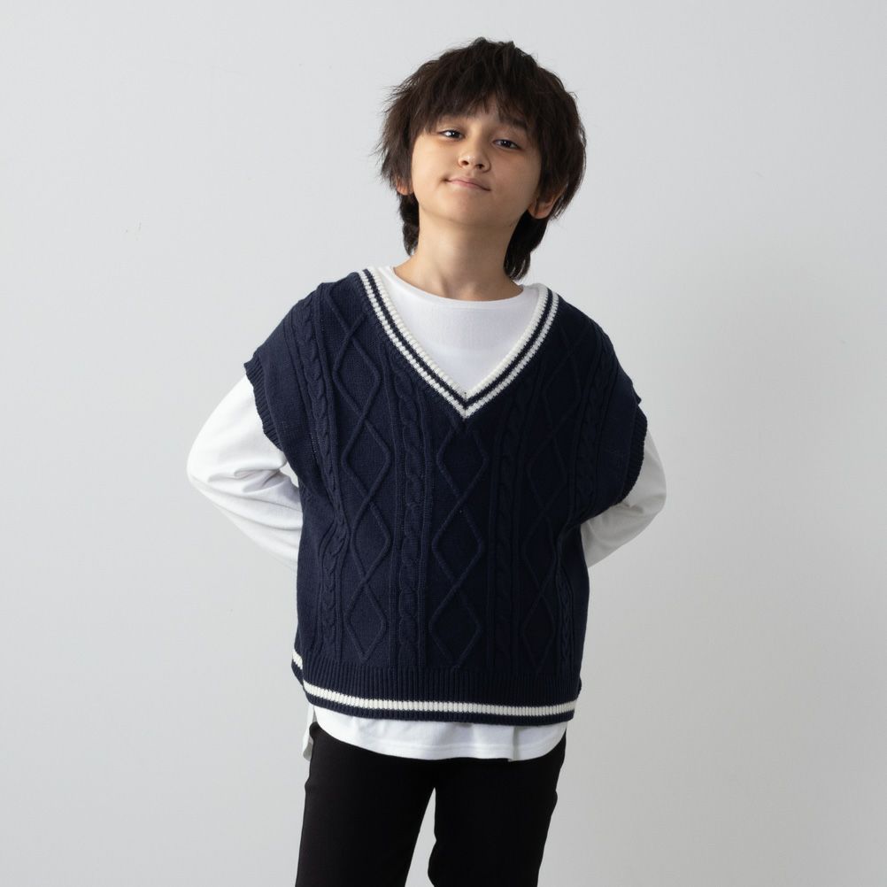 NAVY ニットベストアンサンブル キッズ商品画像-3