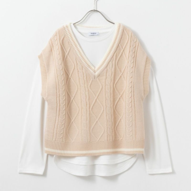 NAVY  ニットベストアンサンブル キッズ商品画像-8