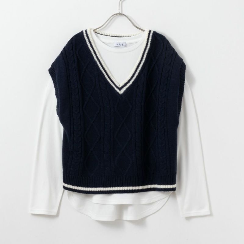 NAVY  ニットベストアンサンブル キッズ商品画像-11