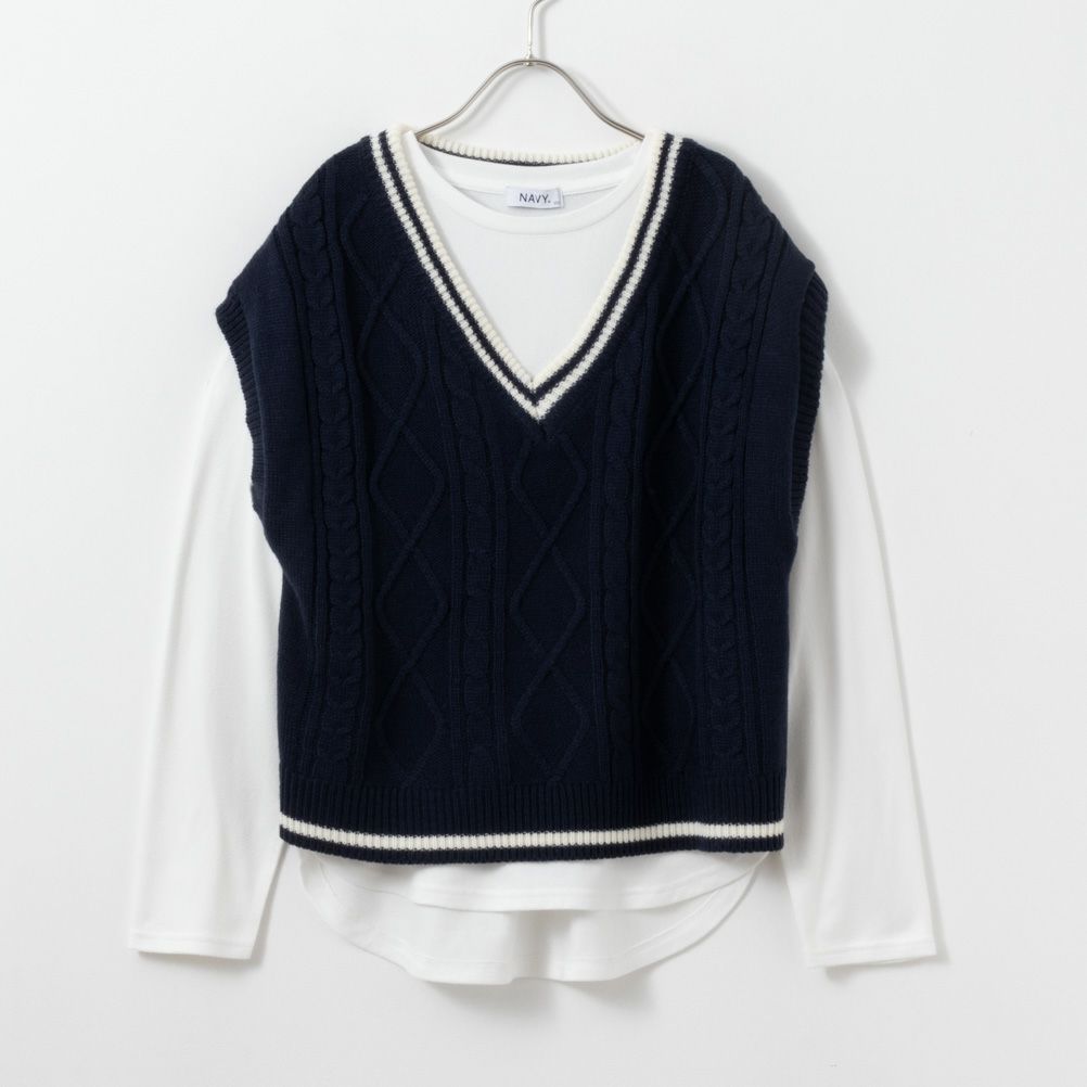 NAVY  ニットベストアンサンブル キッズ商品画像-11