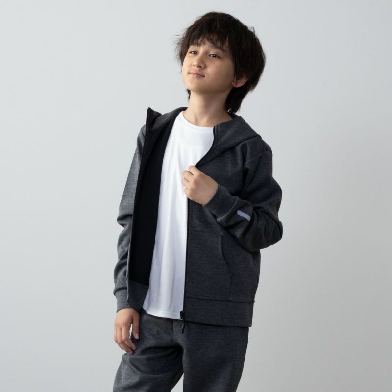 [期間限定価格]NAVY  ポンチ素材 ストレッチジップパーカー キッズ商品画像-2