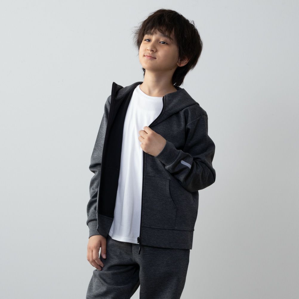 [期間限定価格]NAVY  ポンチ素材 ストレッチジップパーカー キッズ商品画像-2