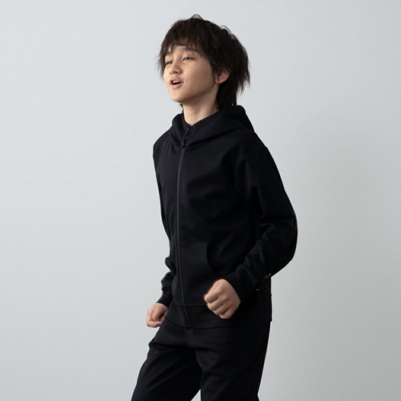 [期間限定価格]NAVY  ポンチ素材 ストレッチジップパーカー キッズ商品画像-3