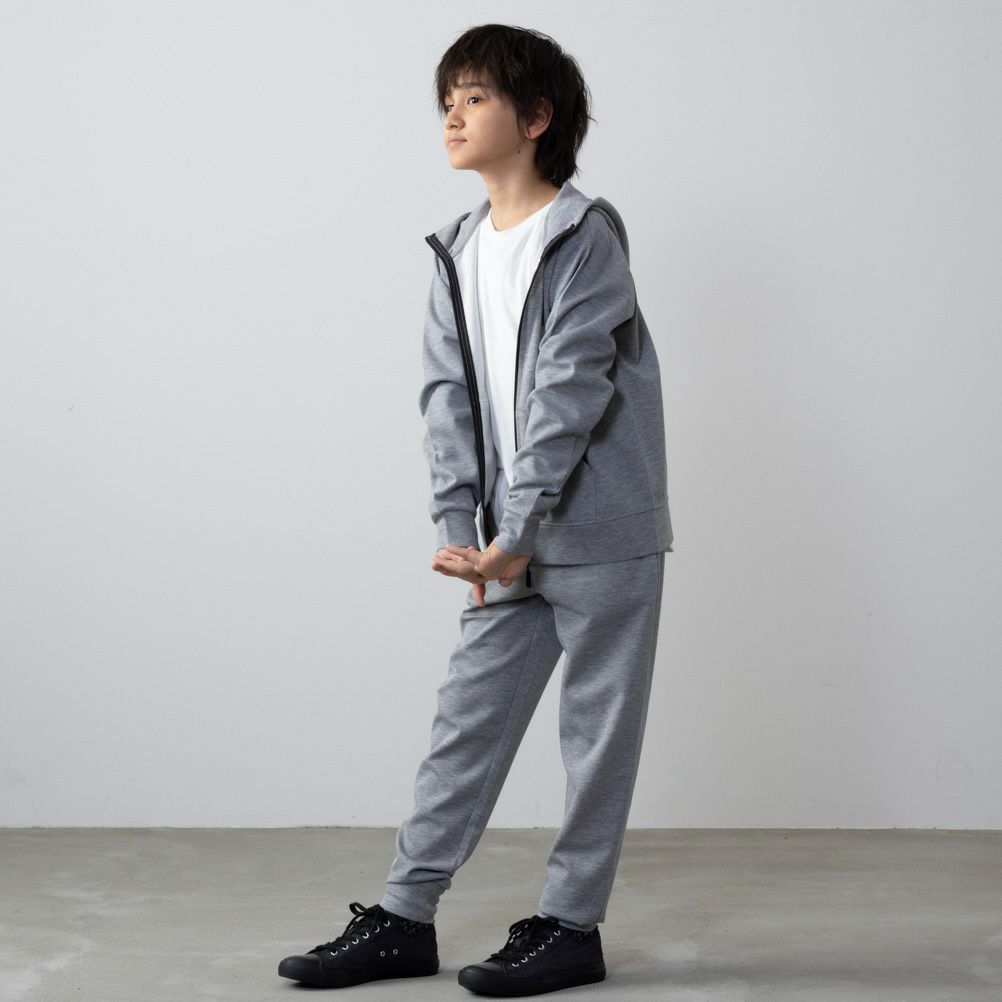 NAVY  ポンチ素材 ストレッチジップパーカー キッズ商品サムネイル-4