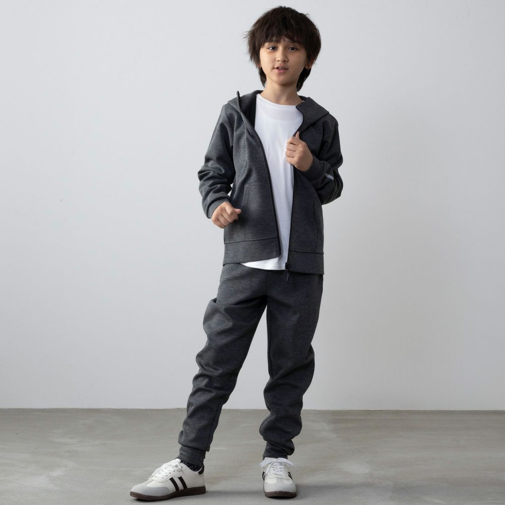 NAVY  ポンチ素材 ストレッチジップパーカー キッズ商品画像-5