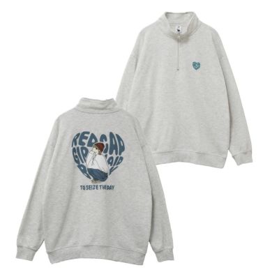 RED CAP GIRL  裏毛発泡プリントハーフジップアップトレーナー メンズ