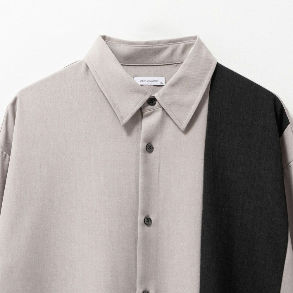 URBAN COLLECTION ポリツイル切替長袖シャツ メンズ