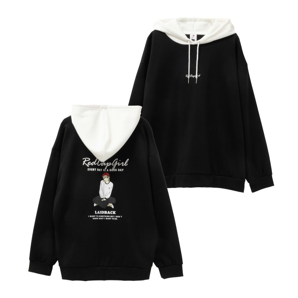 RED CAP GIRL ポンチ素材 配色切替フーディー メンズ