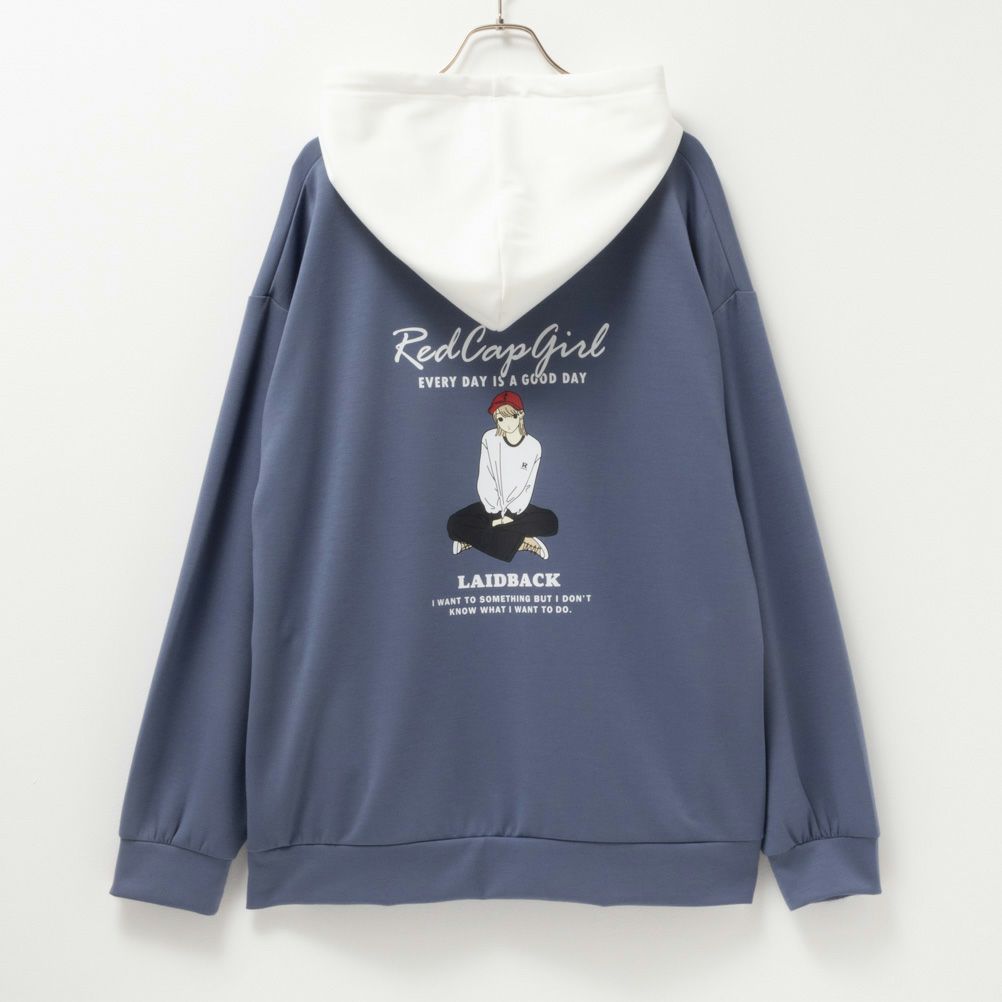 RED CAP GIRL ポンチ素材 配色切替フーディー メンズ