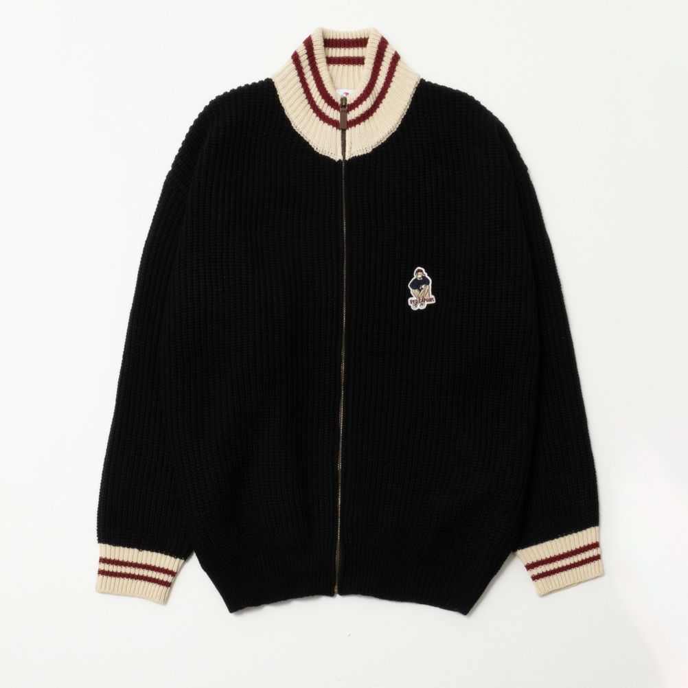 RED CAP GIRL リブ編みフルジップニット メンズ