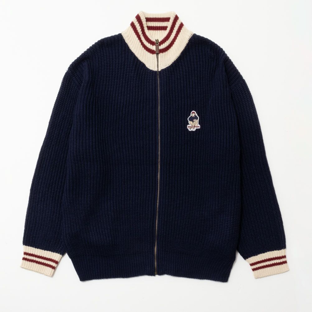 RED CAP GIRL リブ編みフルジップニット メンズ