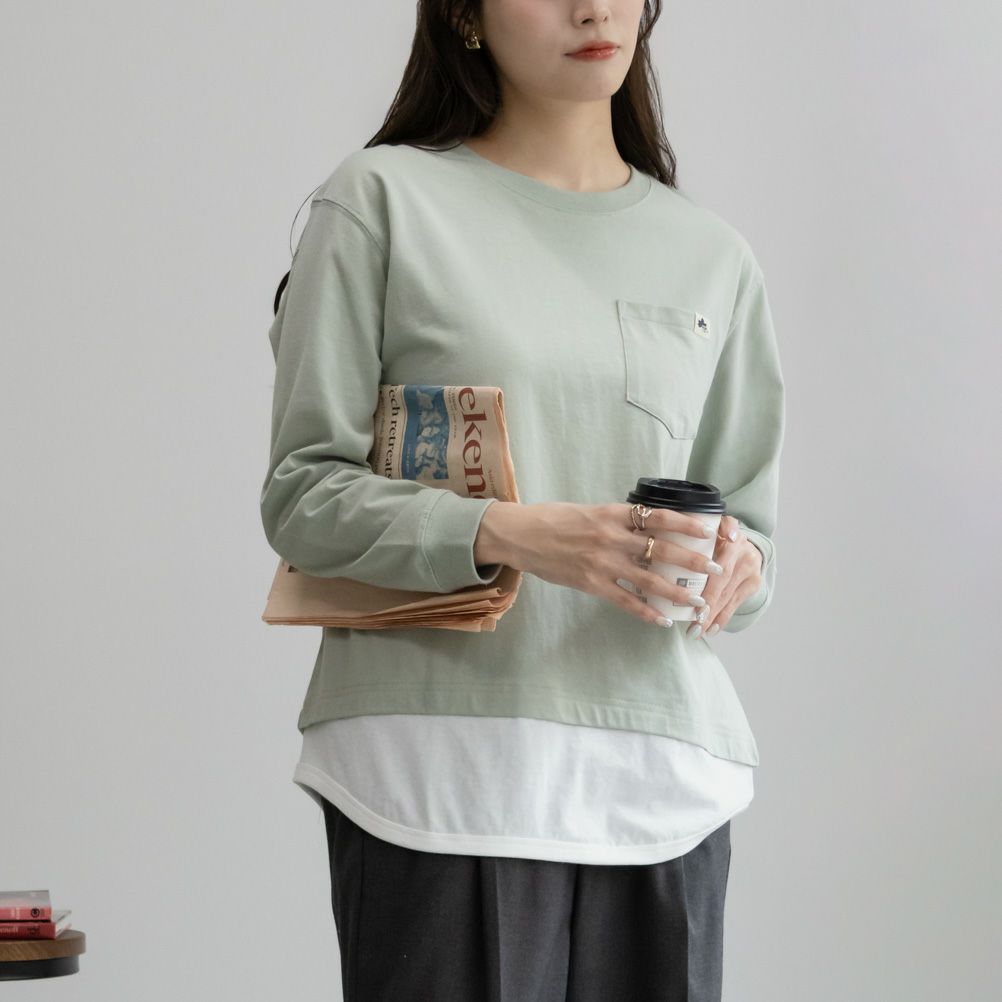 LOGOS PARK  フェイクレイヤード長袖Tシャツ レディース メール便 対応商品商品画像-1