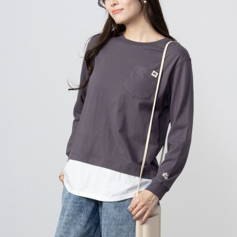 LOGOS PARK  フェイクレイヤード長袖Tシャツ レディース メール便 対応商品商品画像-2