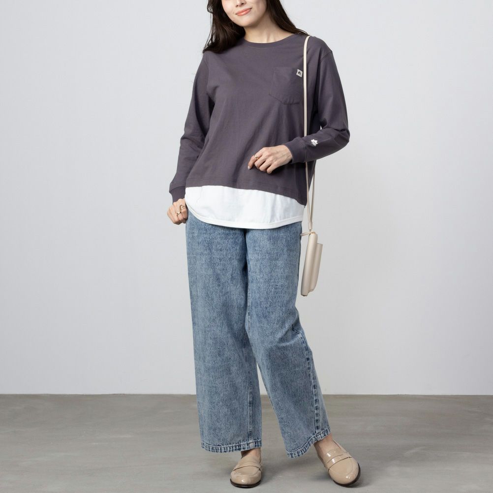 LOGOS PARK フェイクレイヤード長袖Tシャツ レディース ネコポス 対応商品