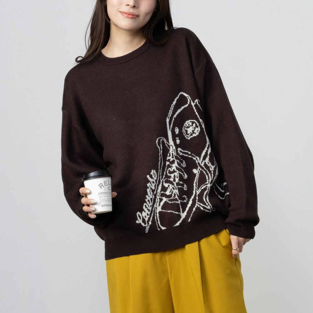 [さらに50%OFF]CONVERSE  ビッグシューズジャガードニット レディース商品画像-2