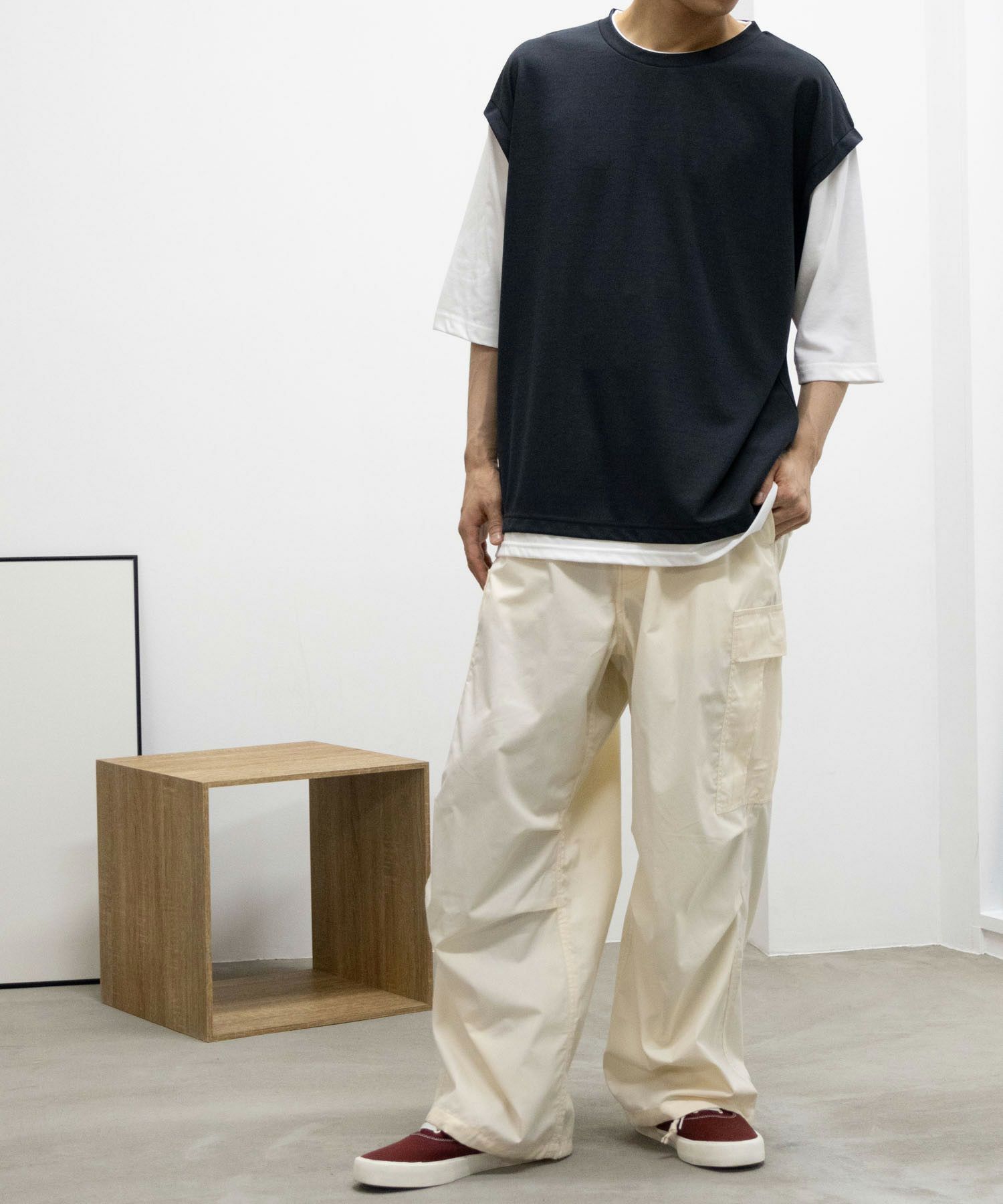 URBAN COLLECTION  梨地フェイクベストレイヤードTシャツ メンズ商品画像-5