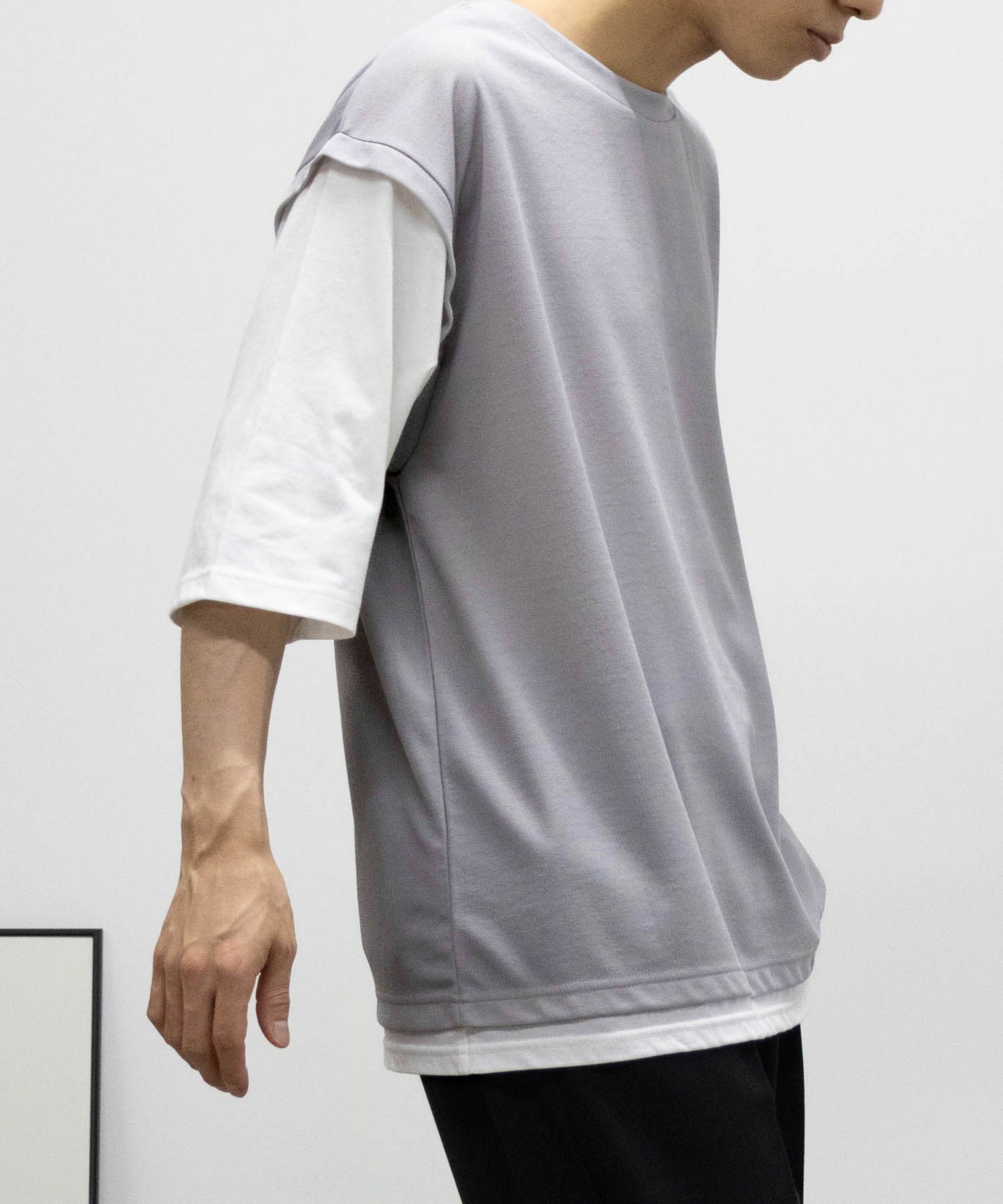 URBAN COLLECTION  梨地フェイクベストレイヤードTシャツ メンズ商品画像-7