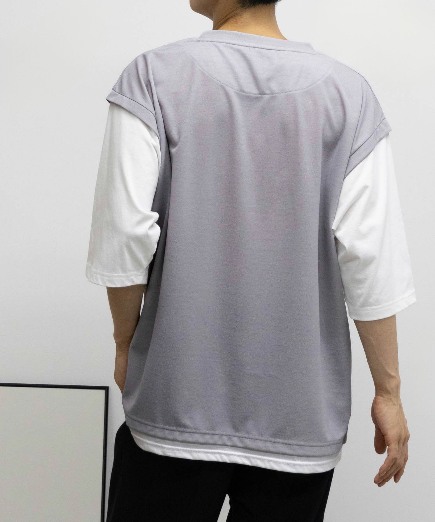  URBAN COLLECTION 梨地フェイクベストレイヤードTシャツ メンズ