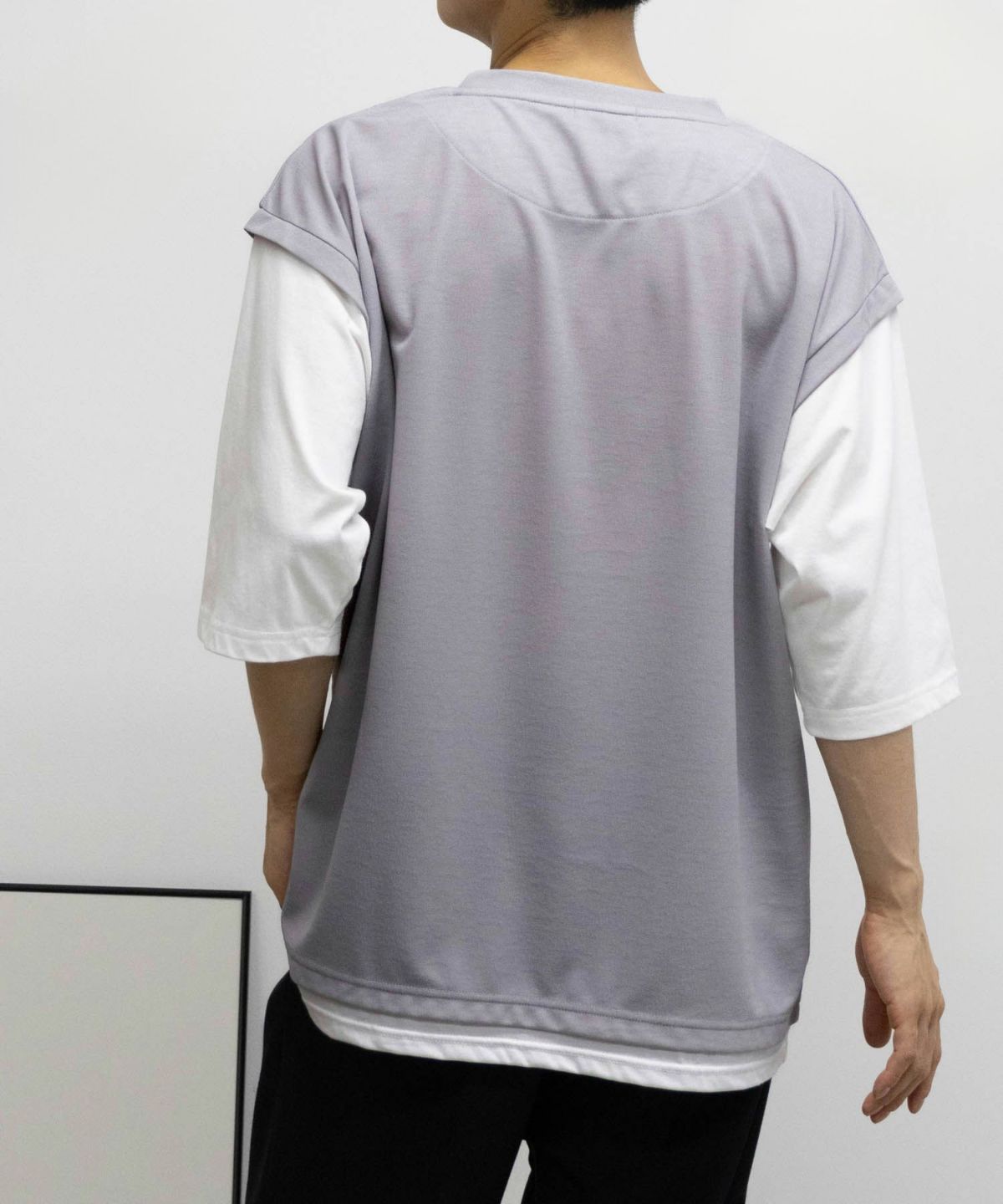  URBAN COLLECTION 梨地フェイクベストレイヤードTシャツ メンズ