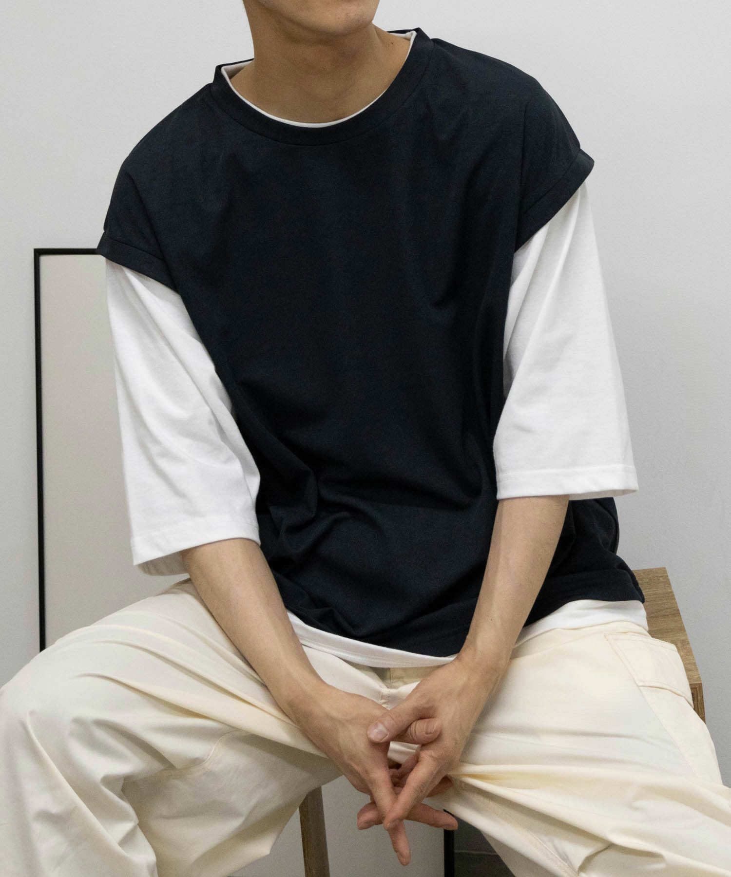 URBAN COLLECTION  梨地フェイクベストレイヤードTシャツ メンズ商品画像-11
