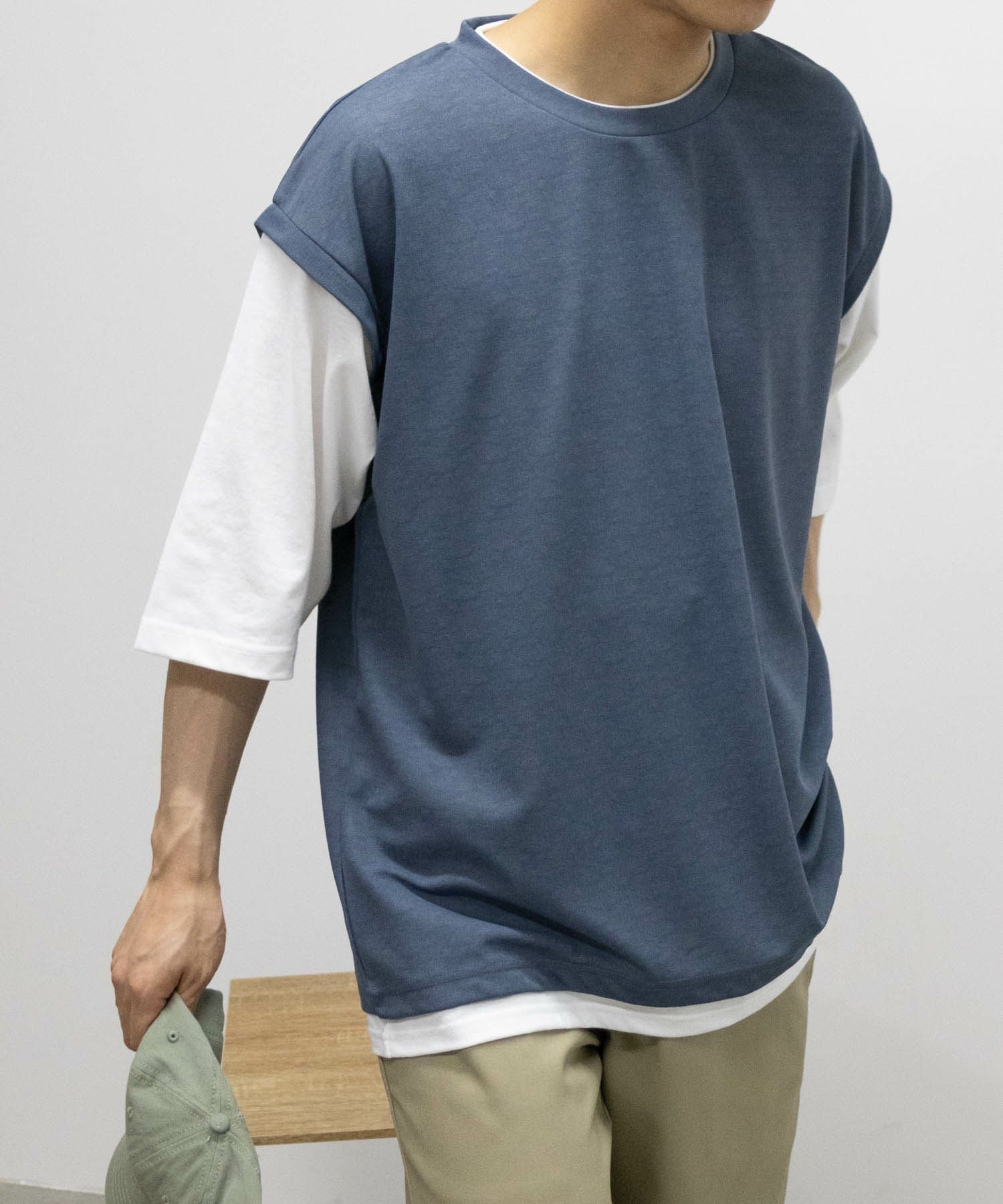URBAN COLLECTION  梨地フェイクベストレイヤードTシャツ メンズ商品画像-12